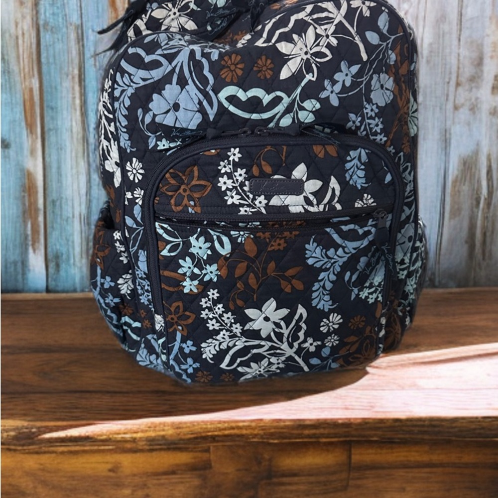 Vera Bradley Black and Brown Floral Backpack